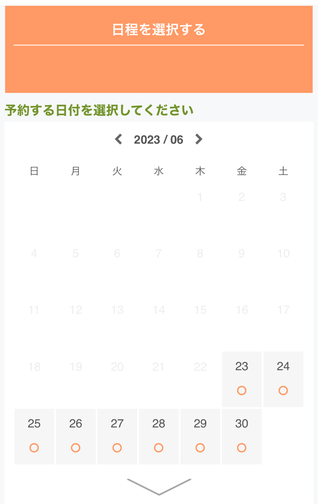 ご希望の日程を選択